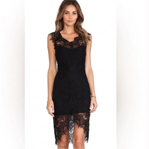 Free People Intimately Peek-A-Boo Slip Dress Black Lace Illusion Size Medium - Picture 1 of 16